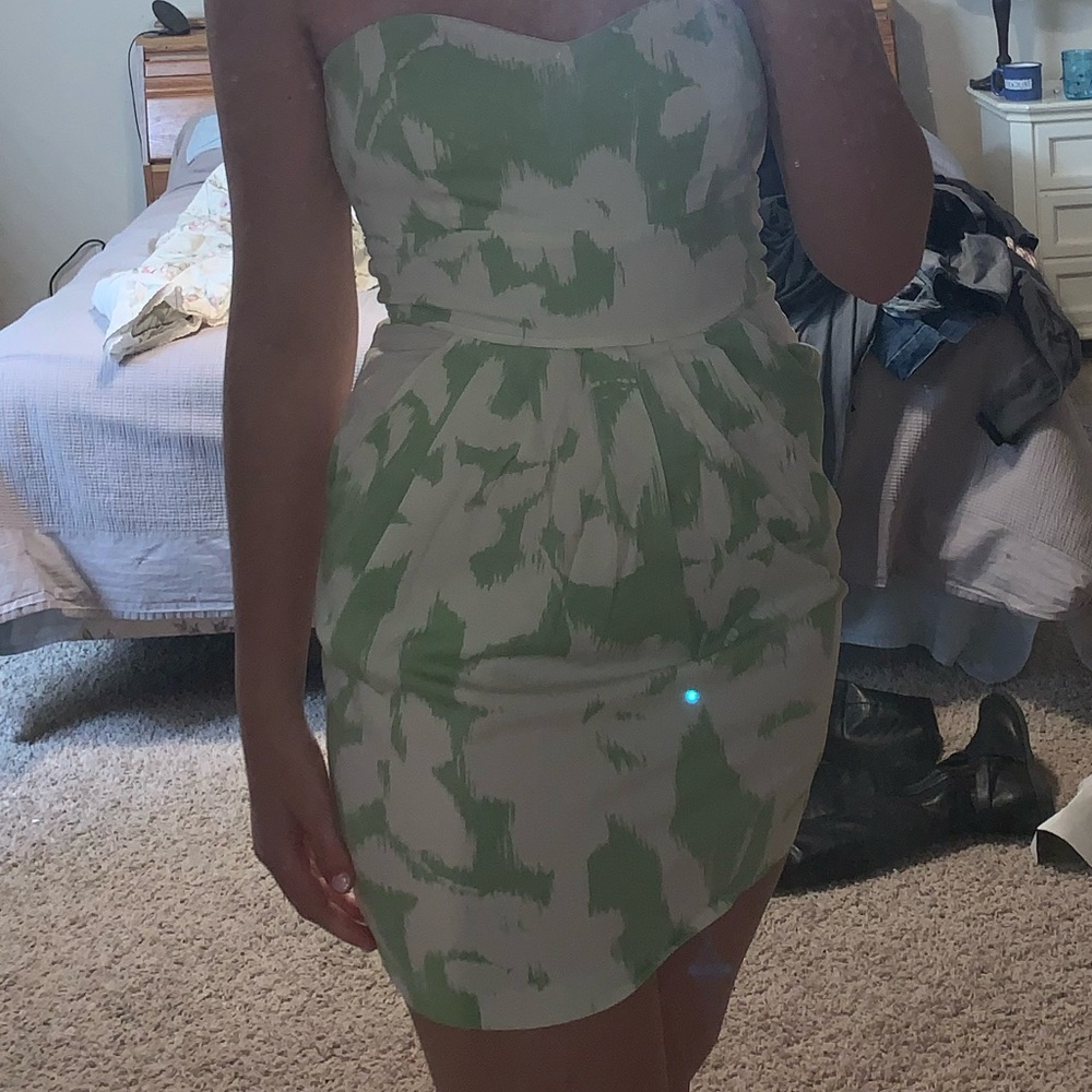 B. Smart Green Strapless Mini Dress with Pockets